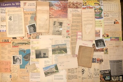 #ad 100 pc Vintage Paper Lot Mscl*Scrapbook Journal*Book Pgs Postcards Photos amp; More $20.99
