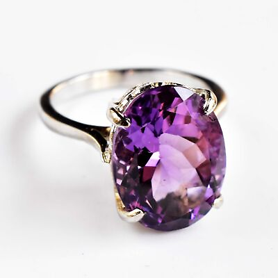 #ad 17X13 MM Natural Amethyst Oval Cut 925 Sterling Silver Handmade Ring US Size 8 $62.99