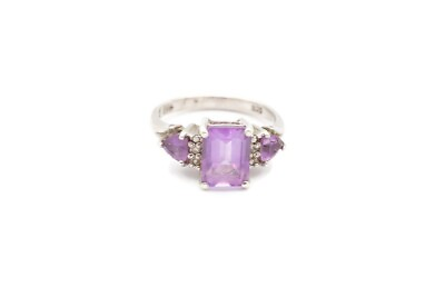 #ad Sterling Silver 925 Amethyst Ring Size 7 $22.49