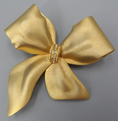 #ad Large Vintage Bow Brooch 1940s Retro Crystal Rhinestone Knot Belle Époque Granny $9.88