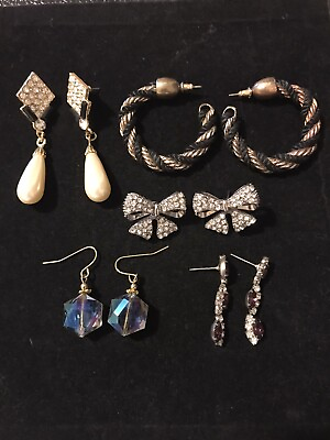 #ad Vintage Jewelry Lot Earrings Rhinestones $44.51