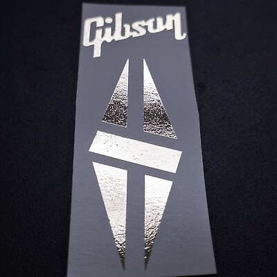 #ad Gibson Diamond Headstock Waterslide Decal Solid Silver Ultra hi res NEW $14.36