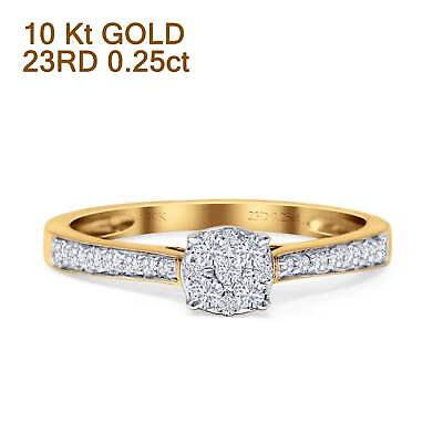 #ad Round Cluster Diamond Wedding Ring 10K Gold 0.25ct $296.09