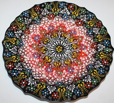 #ad Turkish Black amp; Red 10quot; 25cm Iznik Floral Pattern Handmade Ceramic Plate $27.97