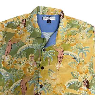 #ad Vintage Tommy Bahama Shirt XL 100% Silk Sexy Girls Women Yellow Hawaiian $23.99