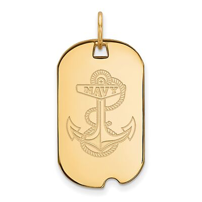 #ad 10k Yellow Gold US Naval Academy Navy Midshipmen Anchor Logo Dog Tag Pendant $666.99