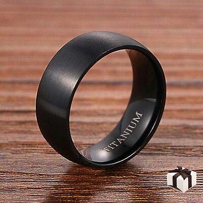 #ad 8MM Black Titanium Mens Womens Brushed Wedding Ring Promise Band Size 6 14 Half $12.99