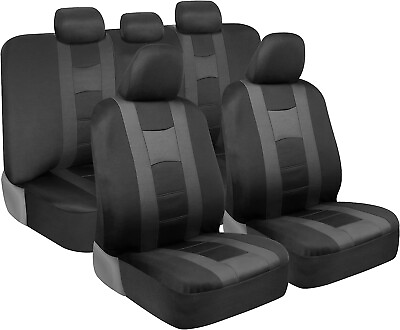 #ad Daul Color Dark Gray Full Set Seat Cover Breathable Fits Sedan Van SUV Truck $75.00