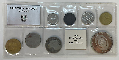 #ad AUSTRIA Coin 8 PCS Set 1974 UNC Folder Rare 50 Schilling Ag Silver OSTERREICH $199.99