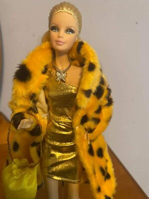 #ad New Gold dress with Faux fur coat includes accessories free gift $12.00