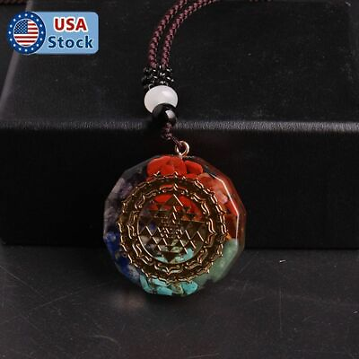 #ad Orgonite Necklace Natural Stone Pendant Sacred Geometry Chakra Healing Necklace $7.24