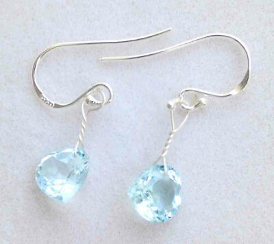 #ad 6.50 Ct Natural Blue Topaz Gemstones 925 Sterling Silver Jewelry Earring $7.59