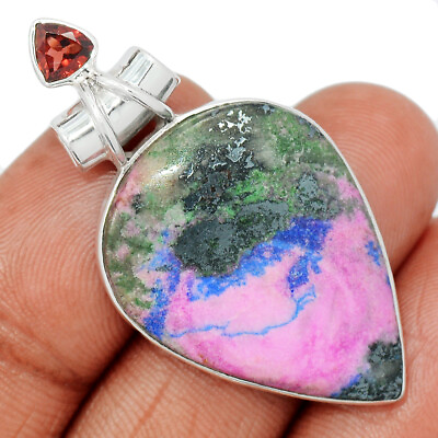 #ad Natural Pink Cobalt amp; Garnet 925 Sterling Silver Pendant Jewelry CP28031 $21.99