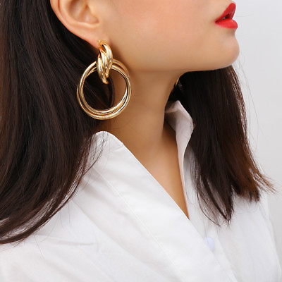 #ad Fashion Women Gold Silver Circle Statement Geometric Dangle Drop Earring Jewelry $1.88