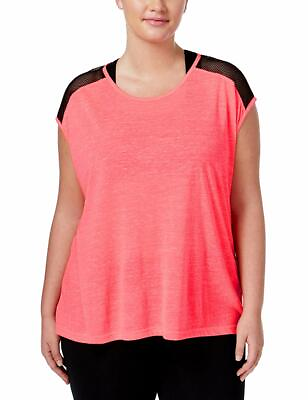 #ad Material Girl Active Womens Plus Size Mesh Trim Top Flash Mode 3X $14.95