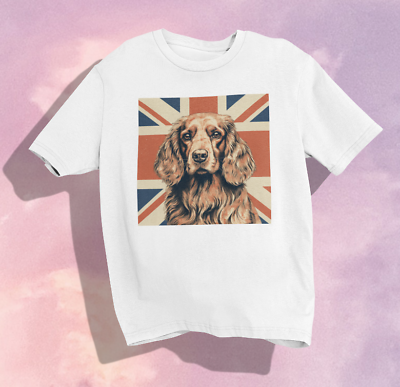#ad King Charles Spaniel X Union Jack T shirt British Cute Dogs Unisex GBP 12.95