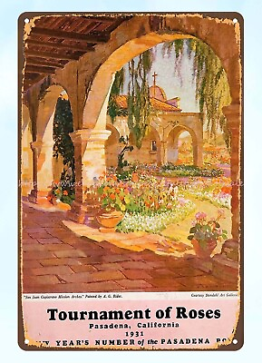#ad 1931 football Tournament of Roses Program metal tin sign wall decor for sale $18.87