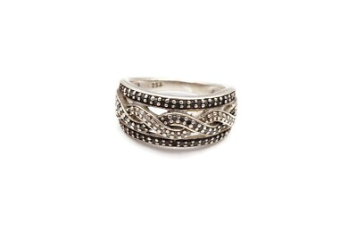 #ad Sterling Silver 925 Diamond Woven Ring Size 6.75 $25.49
