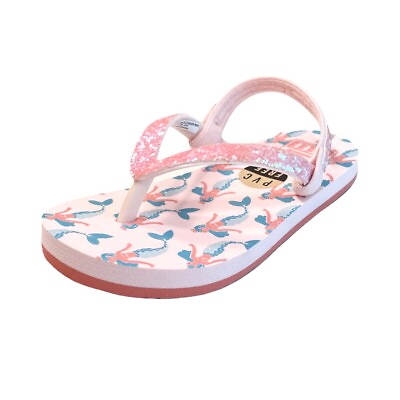 #ad Reef Girls Pink Sandals Size 5 6 Flip Flops Little Stargazer Mermaid Shoes New $15.99