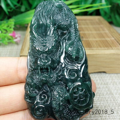 #ad Certified Icy Green Burma 100% Natural A jadeite jade Pendant Dragon 霸气大龙牌 $275.00