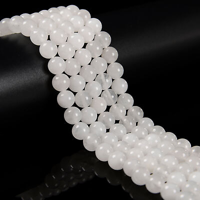 #ad Natural White Jade Smooth Round Beads 4mm 6mm 8mm 10mm 12mm 15.5quot; Strand $6.49