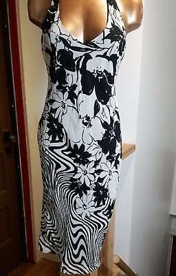 #ad Sexy Vintage midi knee length maxi summer dress floral Small med black cleavage $69.00