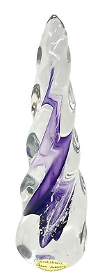 #ad Adam Jablonski Unique Crystal Spiral Glass Purple Christmas Tree 10” $99.99