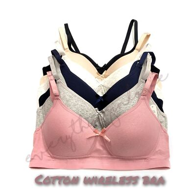#ad Lady Cotton Light Padded Comfortable Band 3 hook Wireless No Wire Wire Free Bra $39.99