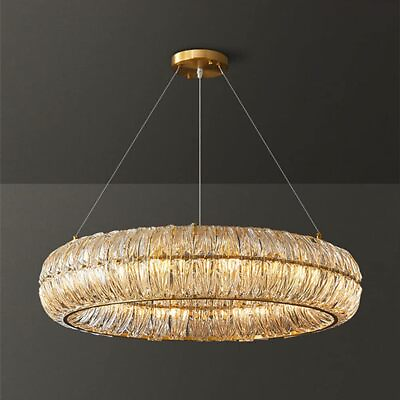 #ad Modern Round Crystal Chandelier Fixture 8 Light Luxury Gold Crystal Pendant Lamp $239.99