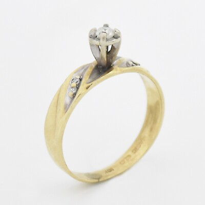 #ad 10k Yellow Gold Swirl Diamond Engagement Ring Size 4.25 $110.39