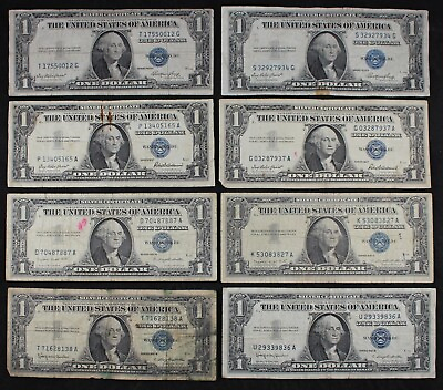 #ad Eight IMPERFECT $1 Silver Certificates 1935amp;1957 Exact Notes Shown TG17550012 $15.99