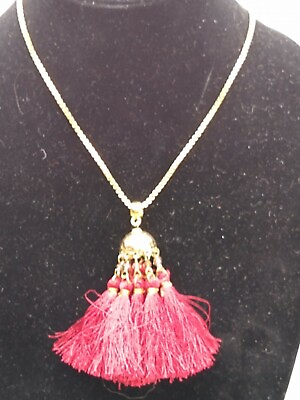 #ad Vintage Tassel Necklace 36quot; Gold Tone $10.39