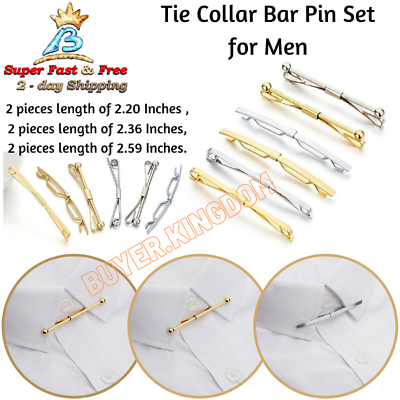 #ad Classic Design Tie Collar Bar Pin Set For Men 6 Pieces Gold And Silver Two Tone $31.15