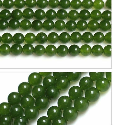 #ad 6 8 10 12mm Natural Dark Green Jade Round Gemstone Loose Beads 15quot; AAA $3.99