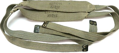 #ad British P37 KEF 1944 cotton suspenders braces green gray Pair E9469 $42.49