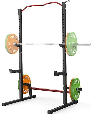 #ad Adjustable Squat Rack Barbell Rack Squat Stand Bench Press Pull Up Home Gym $146.00