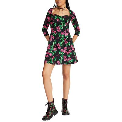 #ad Betsey Johnson Womens Printed Mini 3 4 Sleeve Fit amp; Flare Dress BHFO 2403 $11.99