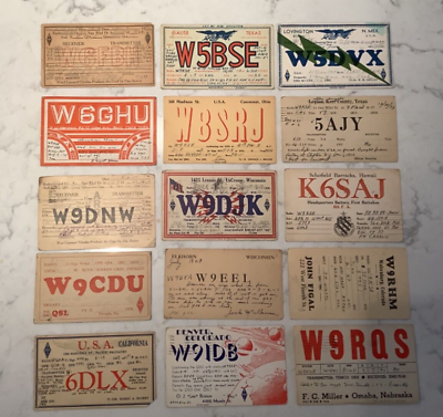 #ad Vtg Lot of 15 Early 1920’s 1940’s Used QSL Cards Postcards Old Ham Radio $35.00