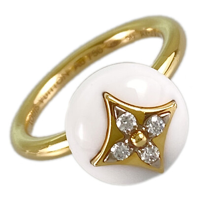 #ad LOUIS VUITTON color blossom Q9L99A Yellow gold Diamond White Agate Ring $1241.00