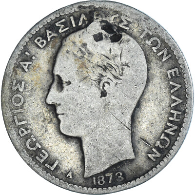 #ad #373910 Coin Greece George I Drachma 1873 Paris VG Silver KM:38 $22.04