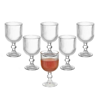 #ad Vintage Wine Glasses Set of 6 11 Ounces Colored Glass Water Goblets Unique ... $56.99