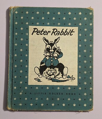 #ad Peter Rabbit Vtg 1958 HC Book Little Golden Book Goldencraft Library Binding $4.95