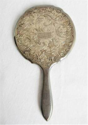 #ad Antique Hand mirror Sterling silver 950 Silver work Handicraft Vintage 4.92 in $255.75