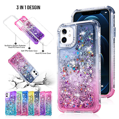 #ad For iPhone 15 Pro Max 14 13 12 11 XS XR 8 7 Bling Liquid Glitter Shockproof Case $3.99