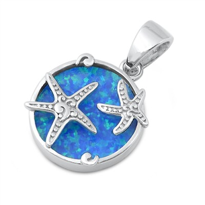 #ad STARFISH Pendant STERLING SILVER 925 star fish beach charm flower back 18quot; chain $29.99