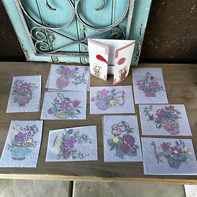 #ad Chinese Folk Art Traditional Chinese Paper Cuts Lot 10 Flowers Baskets NEW $20.00
