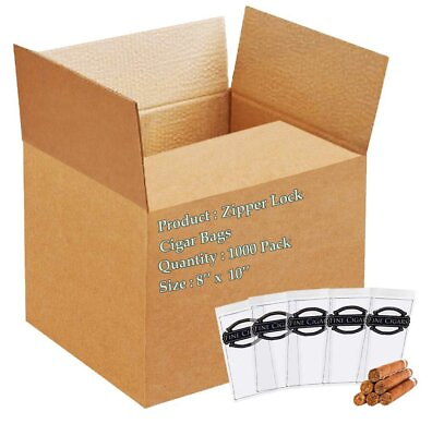#ad 1000 Zipper Lock Cigar Bags Clear Plastic Pre Printed Fine Cigars All Size $116.82