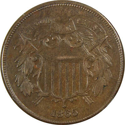 #ad 1865 Two Cent Piece AU Details 2c Planchet Flaw Mint Error SKU:I12588 $64.99