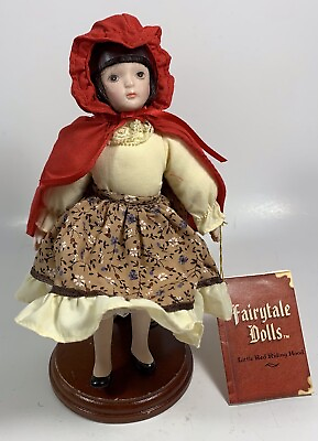 #ad Little Red Riding Hood Porcelain Doll With Stand Russ Doll Fairytale Vintage $16.95