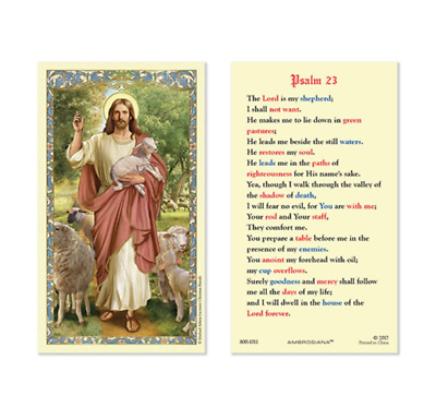 #ad Laminated Psalm 23 Christ the Good Shepherd Holy Prayer Card Catholic Christian $2.79